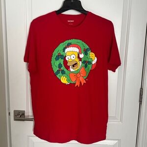 Old Navy Red Christmas T-Shirt with Cartoon Character